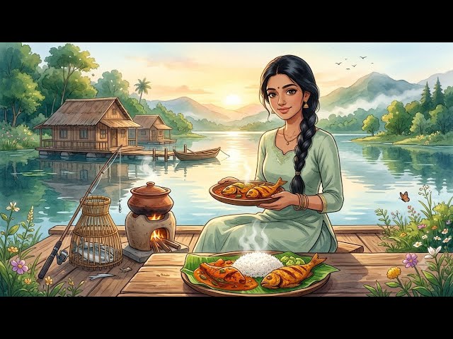 From Fishing to Fish Curry | A Peaceful Floating Resort ASMR |Ghibli style inspired@TheGhibliEchoes 