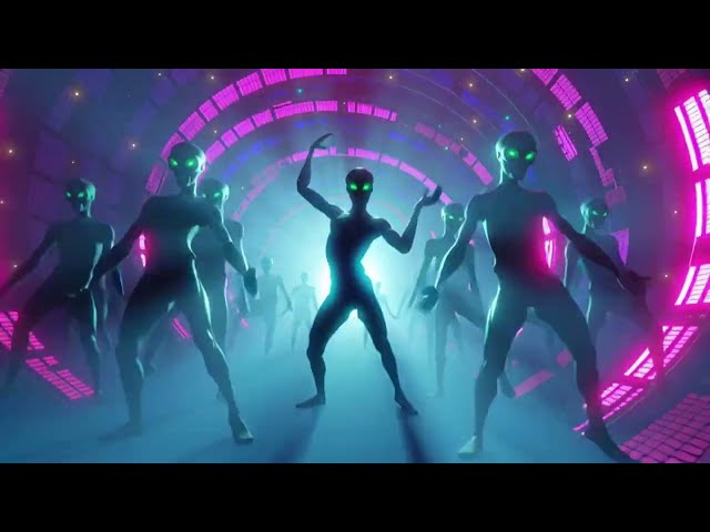 Alien Dance Party 👽4K Space VJ Loop - Funny Space Animation - Sci-Fi Party Background - Rave Party