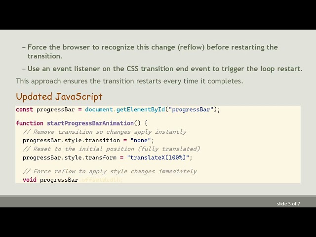 Creating a Looping progress-bar Animation with JavaScript and CSS