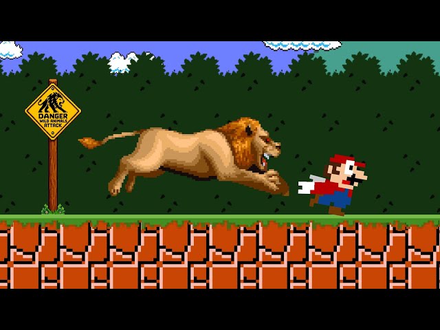 Mario Is Chased by Wild Lions in a Forbidden Zone !