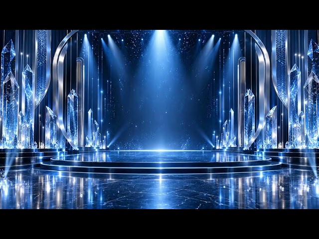 Blue Crystal Stage VJ Loop | Luxury LED Wall Background