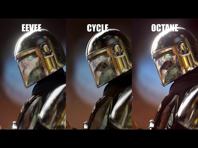 Blender Render Engine BATTLE: EEVEE vs CYCLES vs OCTANE! 🚀 Mandalorian & Grogu Benchmark