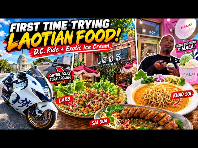 Pt.1 🏍️ Riding Into D.C. for Laotian Food + Exotic Ice Cream! | Laos in Town & Malai 🍜🍦