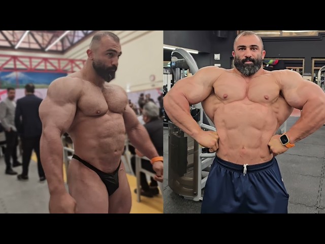 Iranian bodybuilder Saeed Safarpour - Posing and muscle check