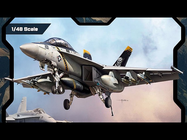 NEW! 1:48 ACADEMY F/A-18F Super Hornet "VFA-103 Jolly Rogers" (video review)