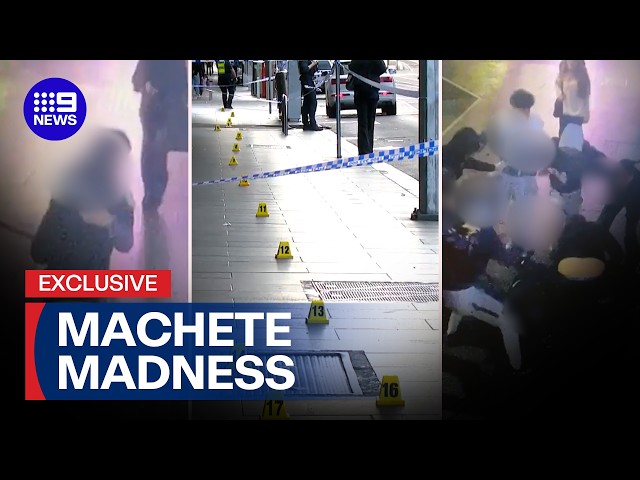 Machete violence spills onto major Melbourne city street | 9 News Australia