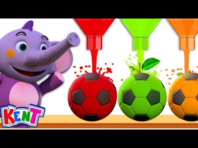 🔴 Learn Colors with Colorful Soccer Balls ⚽ | Toddler Learning Video | Kent The Elephant