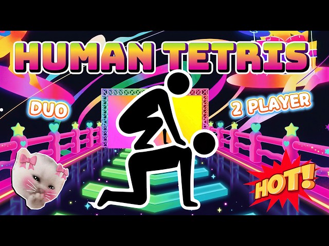 HUMAN TETRIS | 2 Player Co-op Challenge | Don't Fall Off Your Partner!