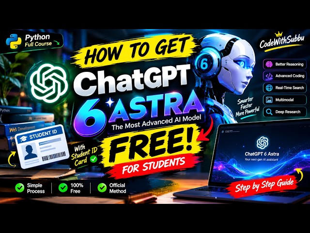 🔴 LIVE | How to Get ChatGPT 6 Astra FREE for Students 🎓 | Simple Process + Python Full Course #lives