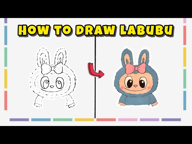How to Draw Labubu – Cute Toy Drawing with Colorful Markers