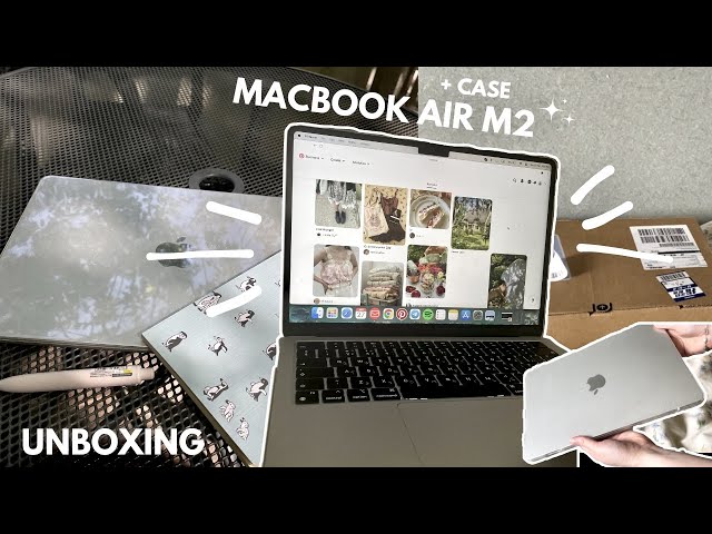 MacBook Air M2 16gb Aesthetic Unboxing & Setup *silver* in 2023  + accessories (case) ✨