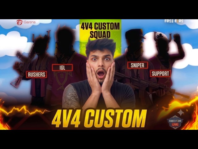 Free fire live stream in 4vs4 custom #freefire #shorts #feed #livestream