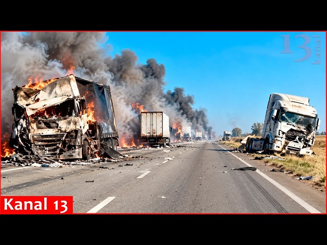 Crimea under attack - Russian military vehicles reduced to wreckage in striking video