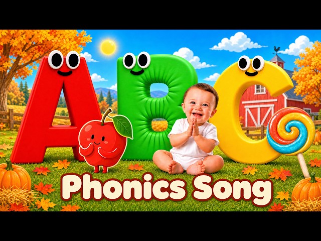 ABC Phonics Song 🍎 A Is for Apple | Learn A to Z Letter Sounds for Kids