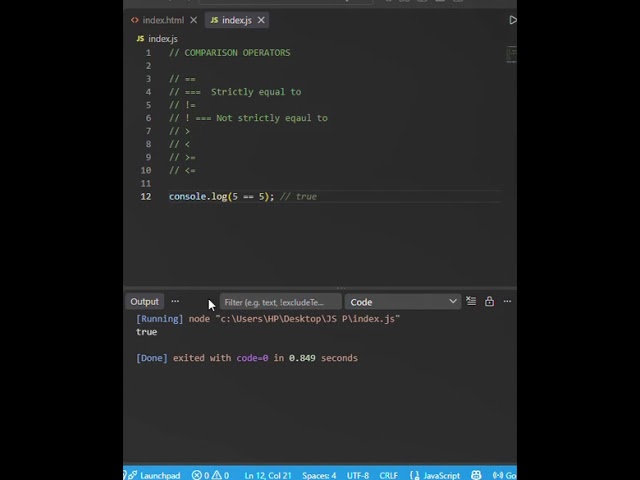 JavaScript Operators   Comparison Operator