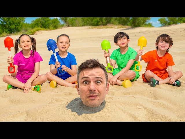 Vania Mania Kids Play with Colorful Kinetic Sand and Find Golden Treasures