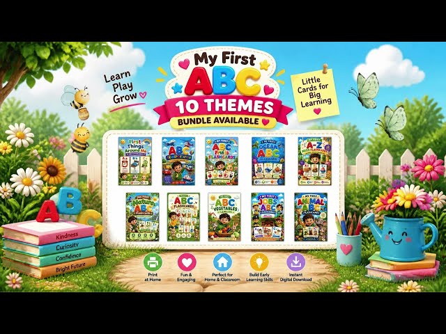 10 ABC Flashcard Sets in 1 Bundle! 🌈 | 260 Printable Alphabet Flashcards for Kids