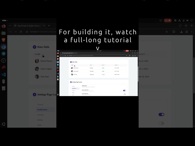 4 Dashboard UI Components in HTML, CSS & JS 🔥 #shorts  #coding #htmlcss #design