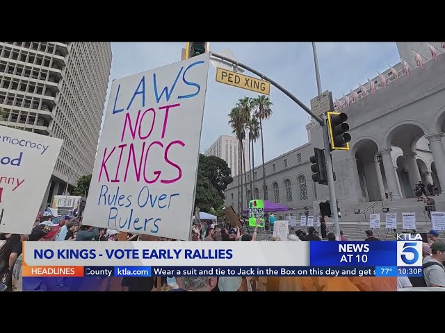 Crowds gather in downtown L.A. for No Kings Rally