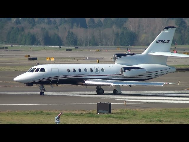 Dassault Falcon 50 [N650JS] Takeoff Portland Airport (PDX)