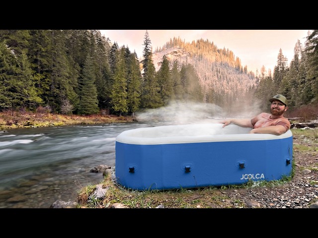 Off Grid Hot Tub Camping by a Rushing River