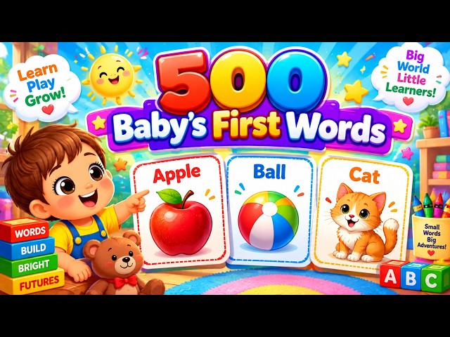 500 Baby's First Words | Learn to Talk with Baby & Toddler Learning Flashcards