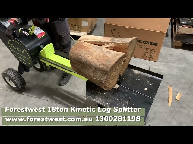 Forestwest 18ton Electric Kinetic Log Splitter, Testing with Austrlian hardwood.