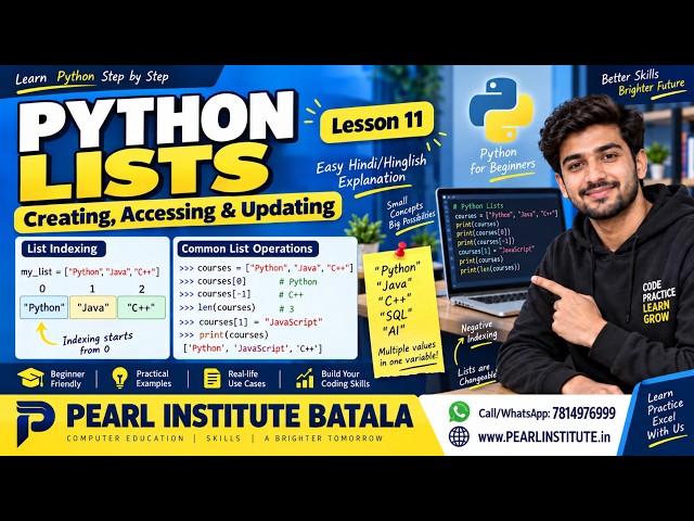 Python Lists Made Easy 🔥 | Creating, Accessing & Updating Lists | Python Lesson 11 #ai #python