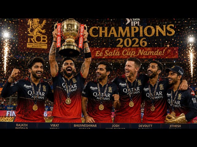 RCB IPL 2026 Winning Celebrations Virat Kohli lifting Trophy 2nd time