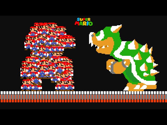9999 Marios Appear at Once and Try to Beat Super Mario Bros.!