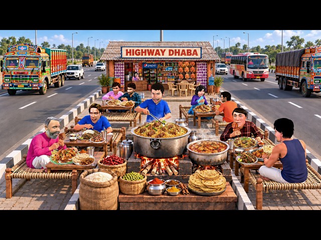 Highway Ke Beech Mein Dhaba Desi Restaurant Tasty Street Food Comedy Hindi Kahani Moral Stories