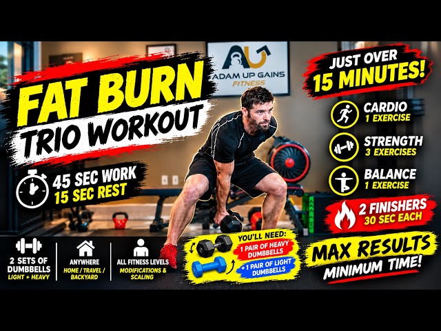 15 Min Fat Burn Trio Workout 🔥 | Ultimate Full Body Dumbbell HIIT