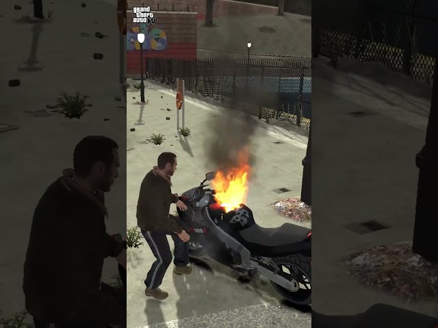 Driving a Burning Motorcycle Into a Pool in GTA Games #GTA #GTA5 #Gaming #gtaexperiments