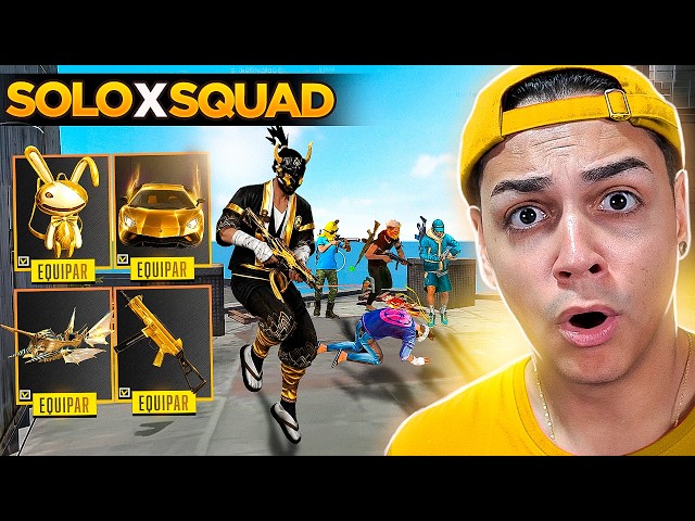 I CAN ONLY USE GOLDEN ITEMS IN THIS SOLO VS SQUAD CHALLENGE!! FREE FIRE