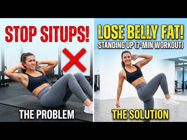 STOP SITUPS! Lose Big Belly Fat Standing Up (7-Min Workout)