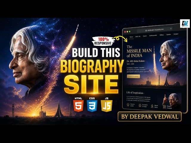 Web Development Project: Build a Biography Website Without Bootstrap Only HTML CSS  JavaScript