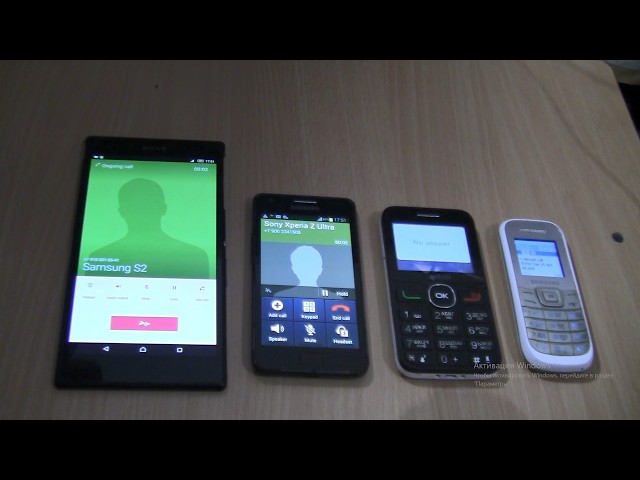 Alcatel+Samsung 1200M+Samsung S2 black+Sony Xperia Z Incoming call&Outgoing call at the Same Time