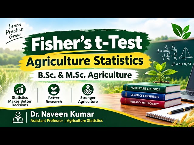 Fisher’s t-Test | Agriculture Statistics | B.Sc. & M.Sc. Agriculture | Dr. Naveen Kumar