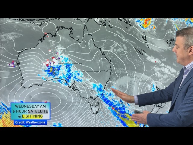 Oz: Cold front moves through SE, inland downpours continue
