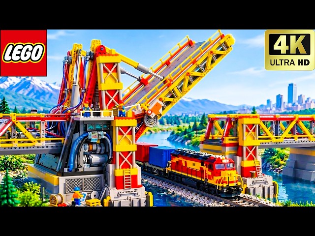 LEGO Technic Movable Bridge Lifts for Giant Trains! | Lego Funny Experiment