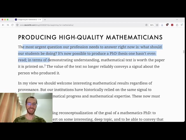 AI in Math is the *Beginning*, not the *End*, of mathematics (article by Daniel Litt)