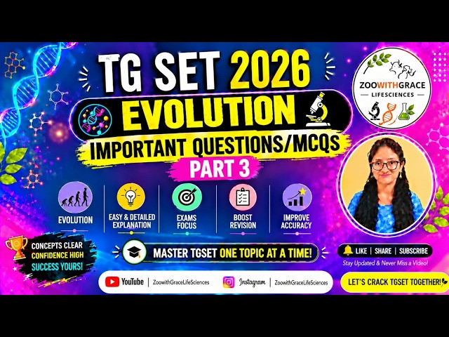 TGSET 2026 Evolution | Important Questions & MCQs | Part 3 | Life Sciences | CSIR NET & SET