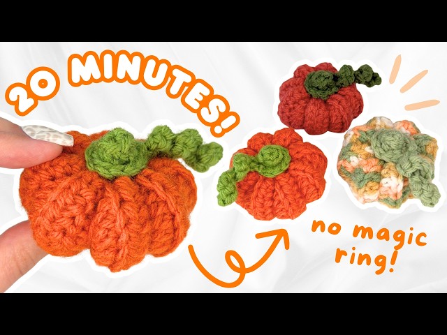 easy crochet pumpkin keychain tutorial for BEGINNERS | how to crochet a mini pumpkin step-by-step 🎃