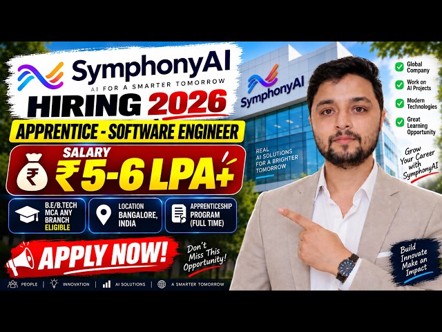 SymphonyAI Hiring 2026 | Apprentice Software Engineer | ₹5-6 LPA | Bangalore | Freshers #Jobs