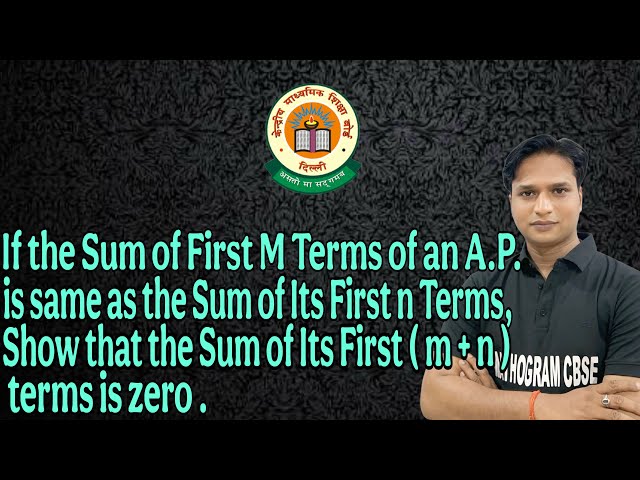If the Sum of First M Terms of an A.P. is the Same as the Sum of Its First N Terms, Show that the 