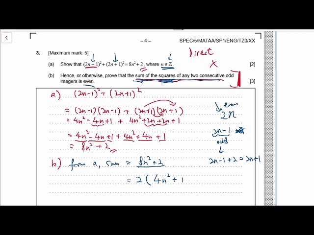 IB Maths AA SL Specimen paper 1 full solution (Section A)