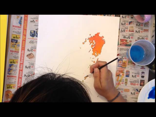 Time-lapse watercolor map inking & painting