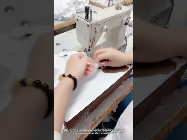 Workshop footage, fluent sewing technique for glove making