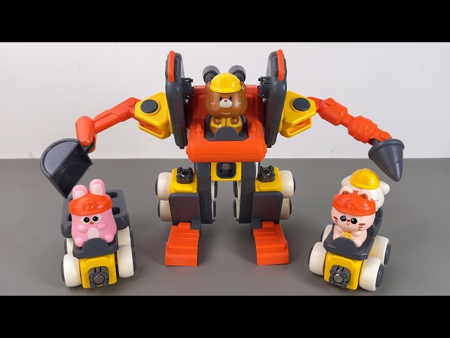 14 Minute ASMR Toy Unboxing: Transforming Construction Team Magnetic Combining Robot | Toy Review