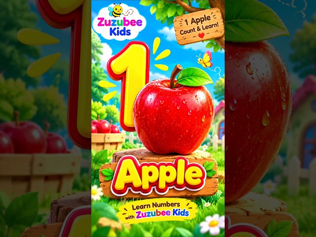 🍎 One, one, one — 1 yummy apple! ❤️🎶Let’s learn the number 1 with a cute, shiny red apple